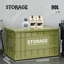 Storage Bins Stackable Collapsible Storage Bins with Lids Garage Camping 44L/90L