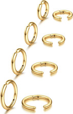 8 Pieces Clip on Earrings for Men Women Non-Piercing Fake Earrings Stainless Ste