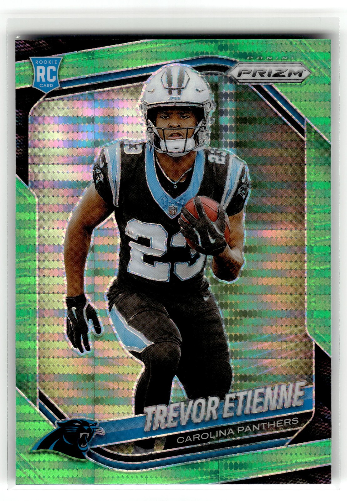 Trevor Etienne 2025 Panini Prizm #345 Carolina Panthers Neon Green Pulsar RC