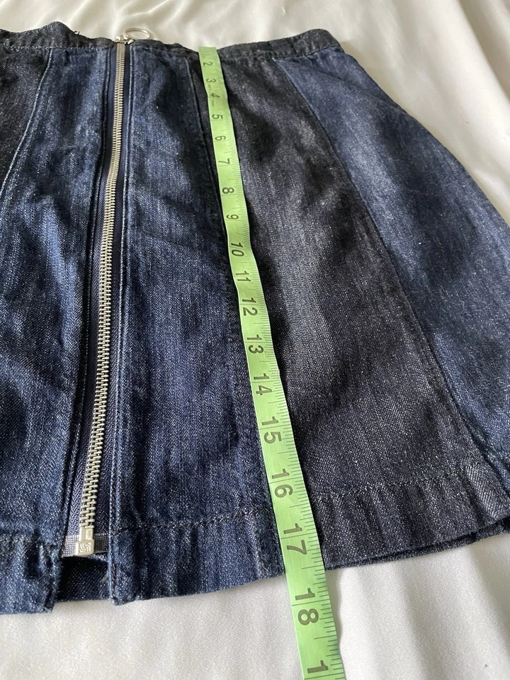 Minifalda H&M para mujer talla 10 azul a rayas elástica denim con cremallera cintura alta Foto 4 de 4