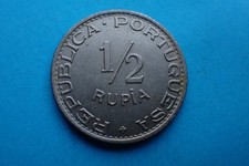 India, Portuguese, 1/2 Rupia  1947,  Scarce, see images.