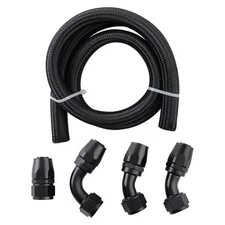 16AN Hose Fuel line 5 feet with Nylon braided fuel hoses 90 & 45 Degree New