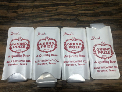 Grand Prize Beer Vinyl Pouchs with Clear Rain Caps Bonnet Hats Lot of 4