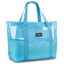 Mesh Beach Bag - Large Waterproof Beach Tote Bag with Zipper Oversized Fold...
