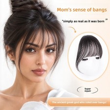 Women's 100 Human Hair Thin Neat Bangs Natural Look Front Fringe Hair Extension