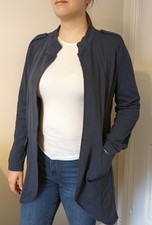 Made in Italy 95% cotton Navy jacket longline cardigan size UK12-14 Quirky 