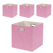 Pink Cube Storage Organizer Bins 13x13x13 Inch, 4 Pack Collapsible Organizati...
