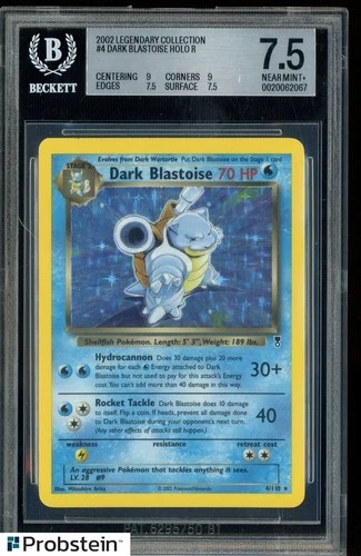 2002 Pokemon Legendary Collection 4/110 Dark Blastoise Reverse Holo Foil BGS 7.5