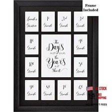 School Year Picture Frame K-12 Collage Photo Graduation Black Solid Black Mat