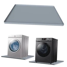 27''x27'' Washing Machine Drain Pan Silicone mat with 0.78'' Raised Edges, grey