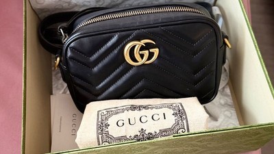Gucci GG Marmont Leder Schwarz Klein tasche damen original