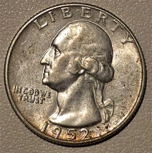 *HIGH GRADE* 1952-D Washington Quarter 90% Silver Denver *OBVERSE ALBUM TONING*