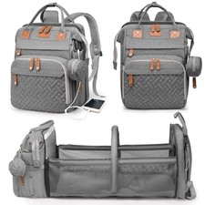Astro Alan Baby Diaper Bag Backpack with Changing Station Waterproof Grey