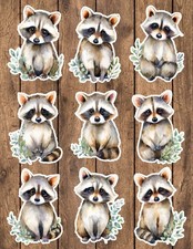Cute Watercolor Raccoon Die Cut Vinyl Stickers Scrapbooking Laptop Waterbottle