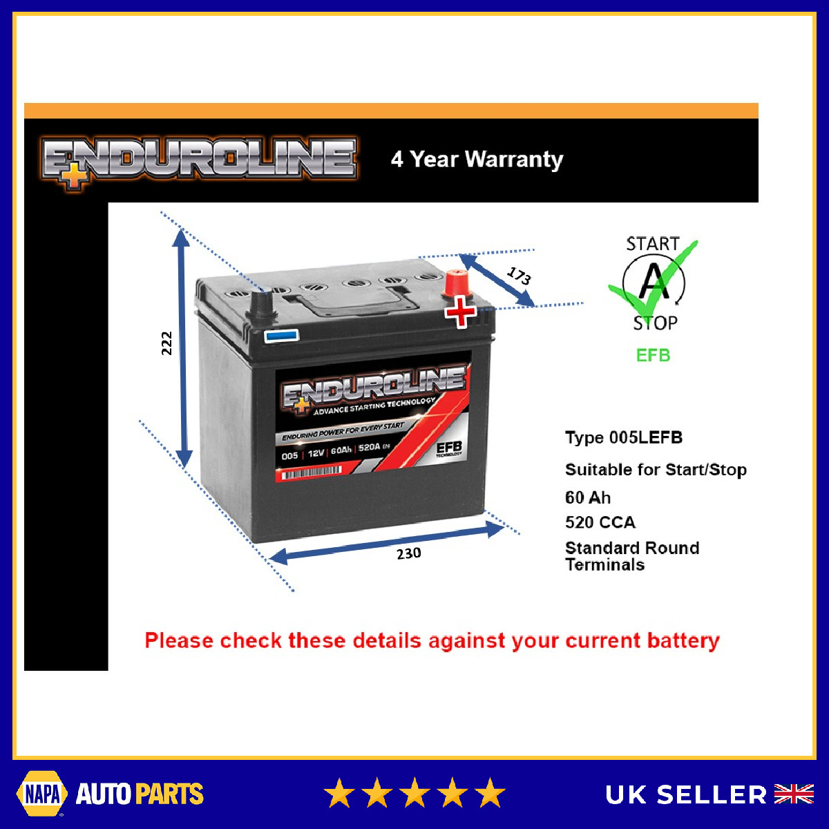 EFB Car Battery fits SUBARU WRX BRZ LEVORG XV LEGACY SUMO Stop Start New