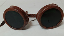 Vintage Steampunk DARK Green Glass Welding Safety Glasses Goggles Industrial