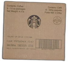 *2025-12-15* Starbucks Ground Coffee, Dark Roast Coffee, Italian Roast, 6 Bags