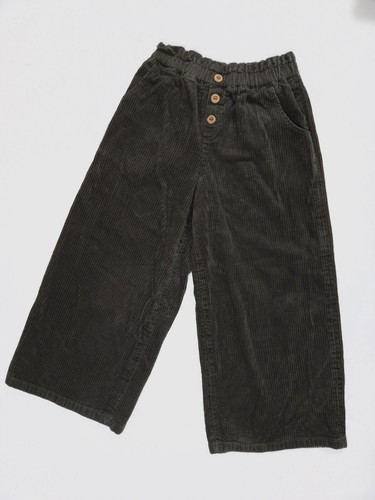 Mango MNG Girls Wide Leg Olive Green Corduroy Pants 13-14 Years