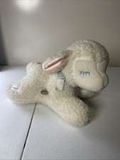 Vintage Eden Sheep Lamb Plush Musical Wind Up Mary Had a Little Lamb Blue Bow