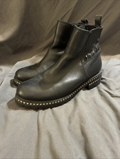 Steve Madden Galena Leather Ankle Boots Beaded Studded Chunky Boot Size 9 Black