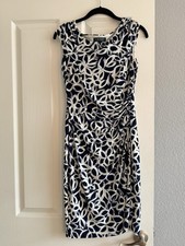 Navy And White Floral Print Dress