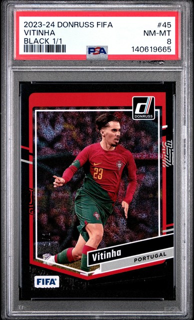 2023-24 Panini Donruss FIFA Vitinha Black 1/1 Portugal - PSA 8
