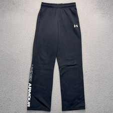 Under Armour Sweatpants Boys Youth Large Black 26x29 Fleece Gym Pockets FLAW