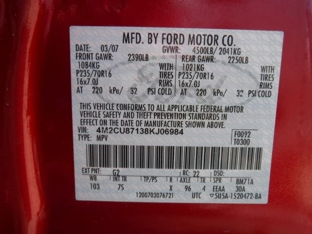 Buje de rueda trasero usado se adapta a: Mercury Mariner 2008 trasero 4x2 grado A Foto 2 de 4