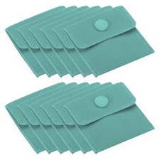 12Pcs 7x7cm Jewelry Pouches with Snap Button Soft Storage Light Green