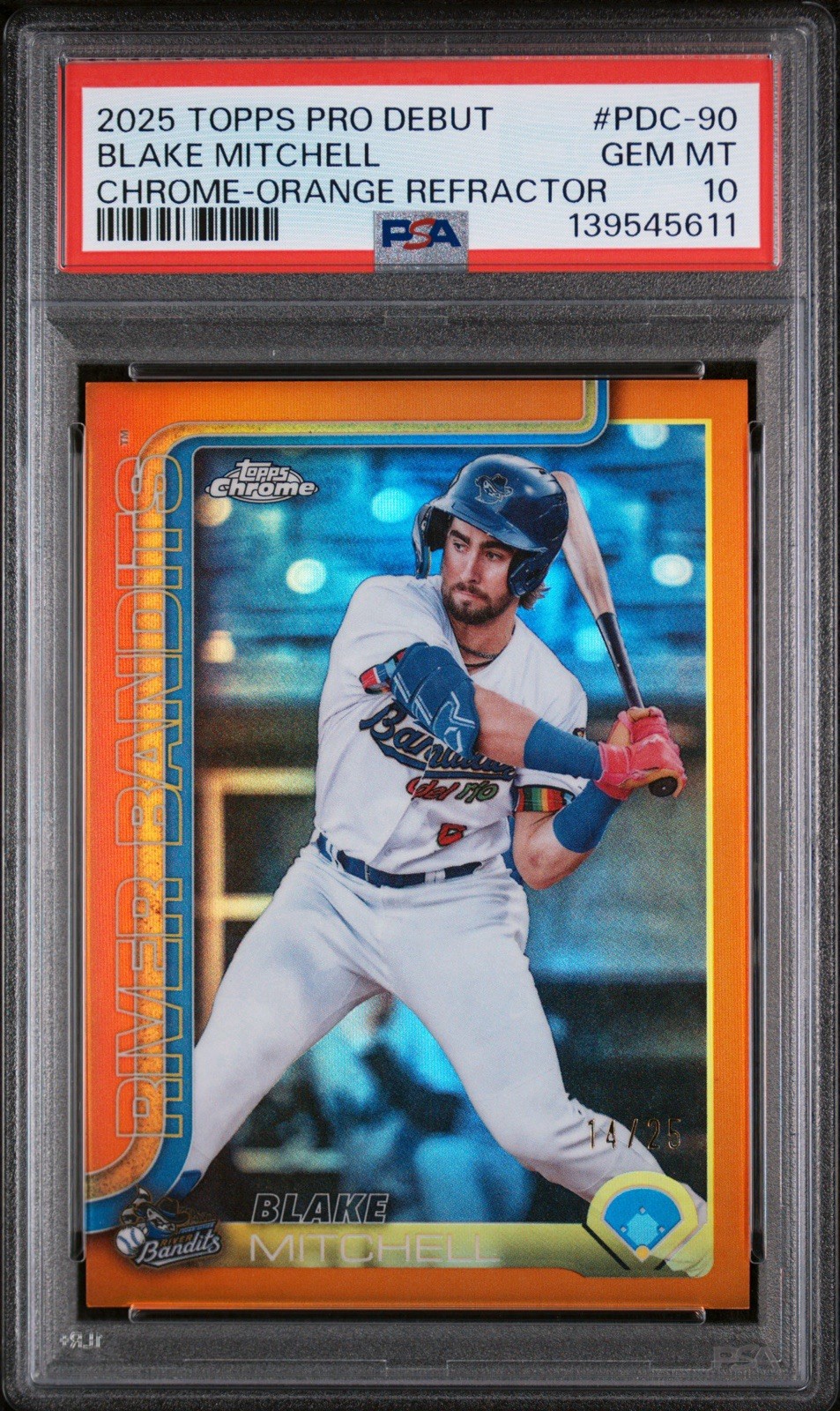 2025 Topps Blake Mitchell /25 Orange * Pro Debut *  14/25 PSA 10 Pop 1