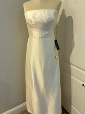 Ann Taylor Bridal 100 Silk Strapless Sheath Wedding Dress Ivory White Sz 6P