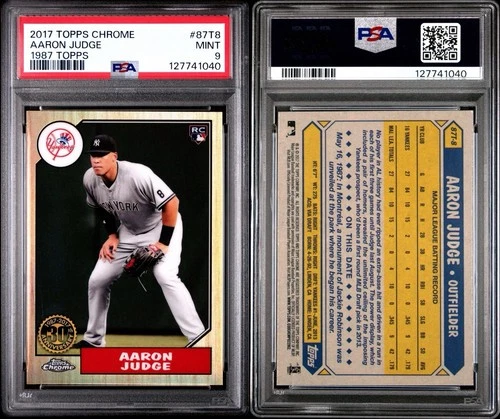 AARON JUDGE RC 2017 TOPPS CHROME 1987 STYLE RC #87T-8 ROOKIE CARD - PSA 9