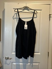 HANRO L Pleated Babydoll cotton Juliet in Black NWT 165 Nightgown