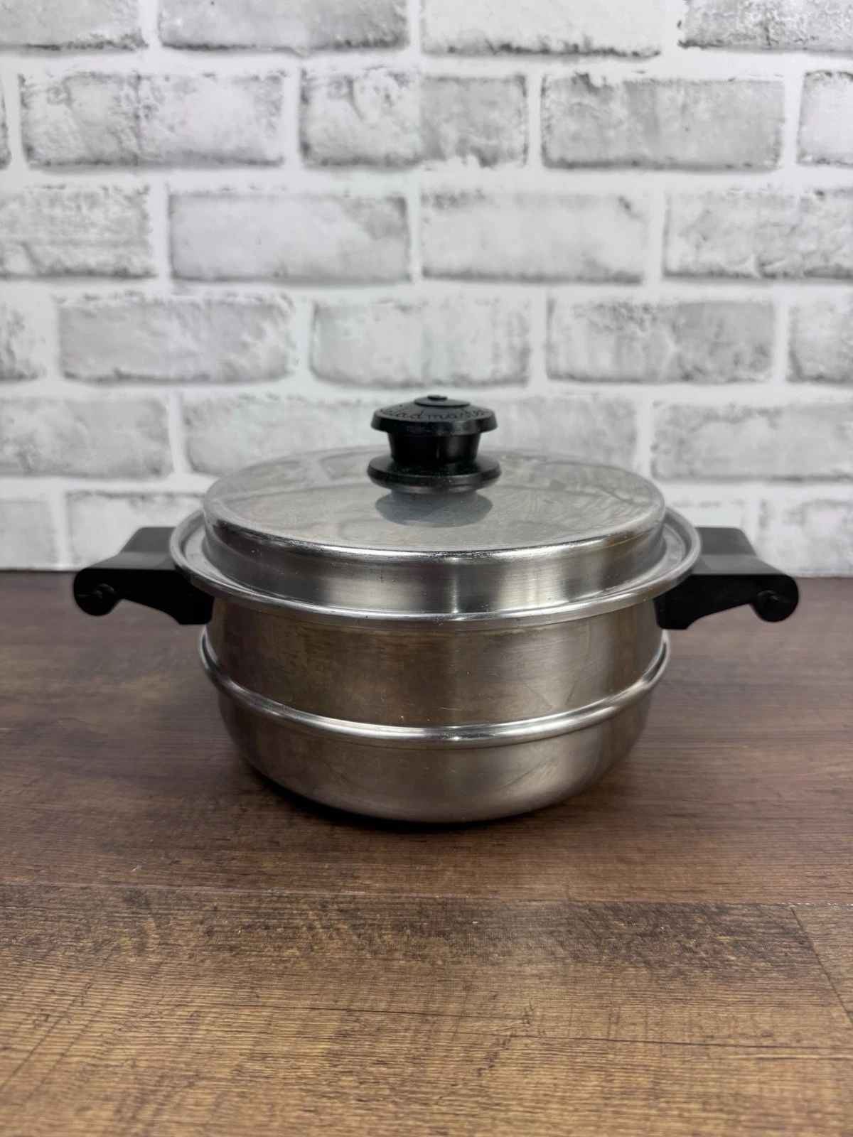 SALADMASTER 18-8 TRI-CLAD DOUBLE BOILER PAN TITANIUM STAINLESS STEEL VAPOR LID