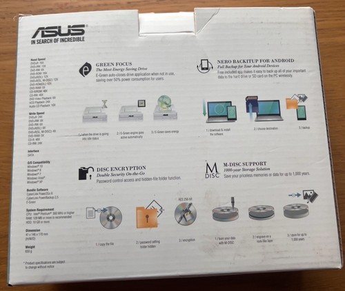 ASUS Green DVD Writer Interne Sata DVD Re-Writer DRW-24D5MT - Photo 2/11