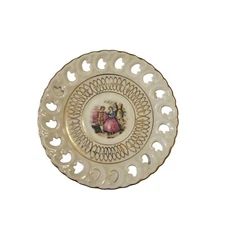Porcelain Stylecraft #1650 Decorative Plate With Victorian Couple & Gold Trim Ma