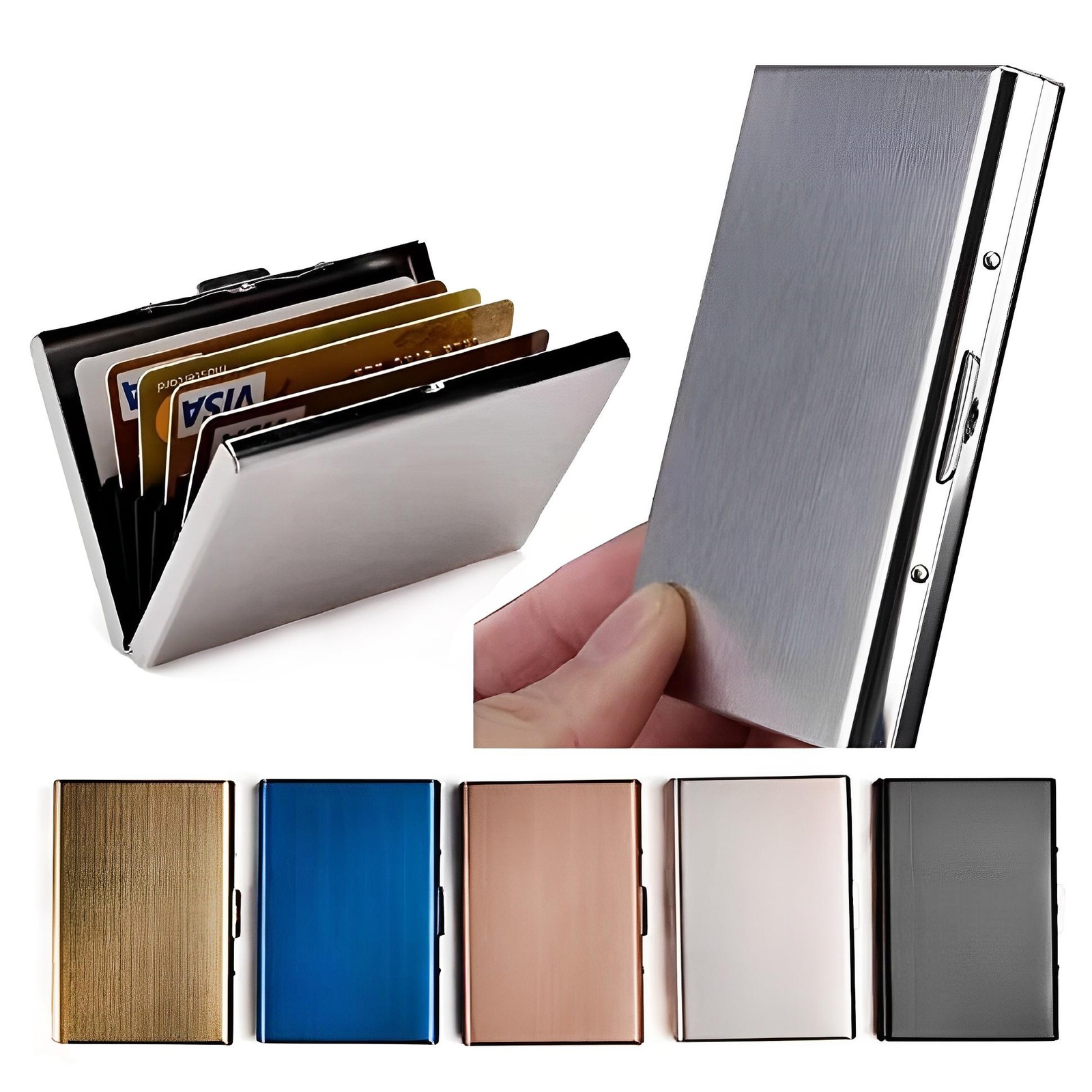 Slim Metal Credit Card Holder – Unisex Mini Wallet in Multicolor – Stylish Gift  