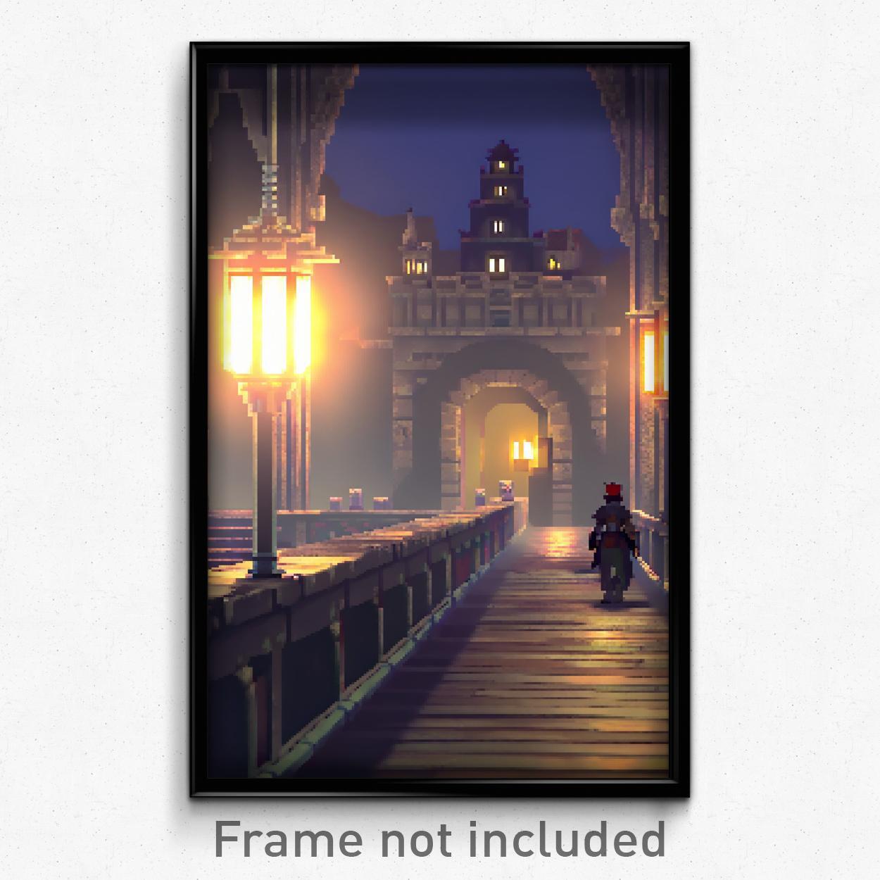 8-Bit Pixel Art Poster - Dim Fortress Psychedelic Trippy Gamer Print