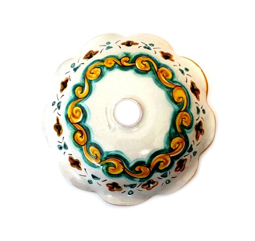 PIATTO PER LAMPADARIO CERAMICA SICILIANA DECORO MARTINA D.30 - Foto 2 di 2