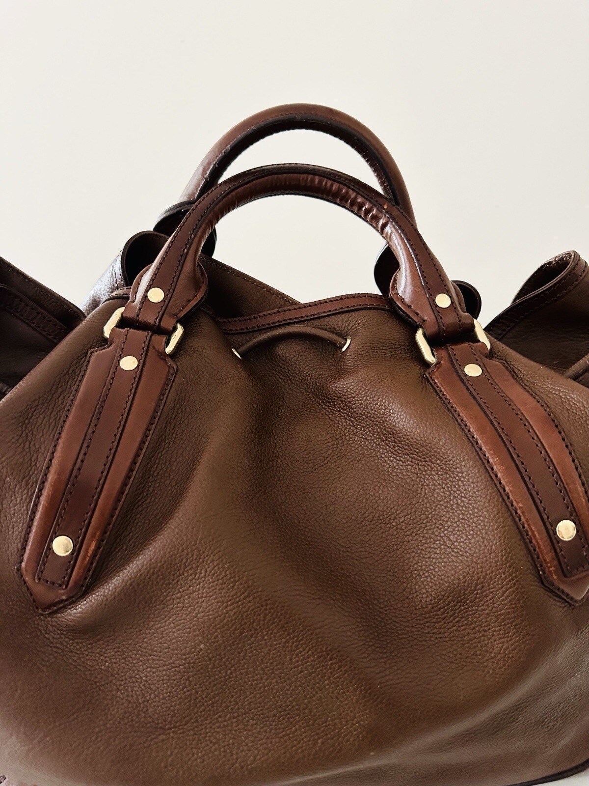 Burberry Earlsburn Brown pebbled Leather Tote Shoulder Big Bag Nova Check Lining image 4