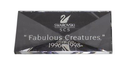 Swarovski Crystal Figurine, Title Plaque Fabulous Creatures, (5421) 2.7'' NIB