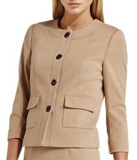 Calvin Klein Camel Blazer Jacket Women Petite size 4 Work Career Collarless