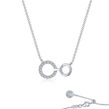  BRAND NEW Sterling Silver Simulated Diamond Interlocking Circles Necklace
