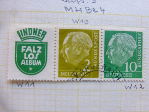 BRD Bund Heuss Zusammendruck W 10 gestempelt Michel 7 Euro