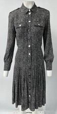 Michael Kors Collection Black/White Cheetah Print Pleated Shirt Dress sz 8