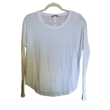 Athleta Top Womens Medium White Stretch Long Sleeve Slub Tee Blouse