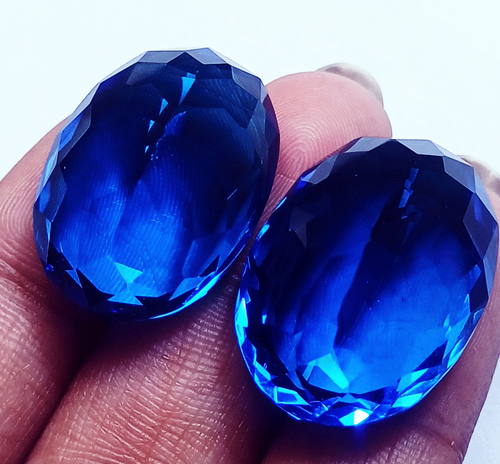 2 Piezas Piedras Preciosas Sueltas Color Azul Topacio Total 83.60 Ct Forma Ovalada Certificado - Imagen 7 de 7