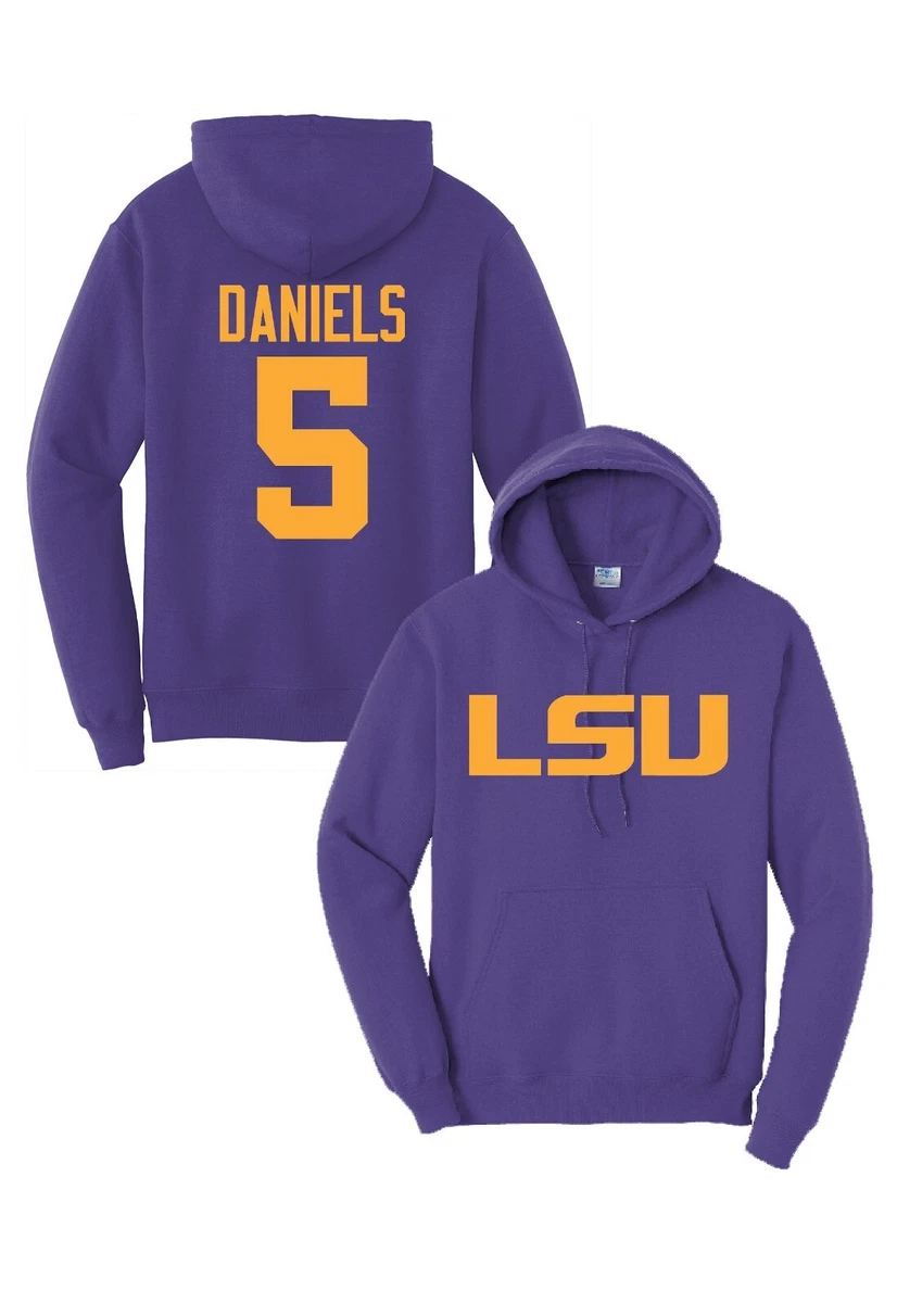 JAYDEN DANIELS Purple Football Hoodie LSU Hoody Sweatshirt