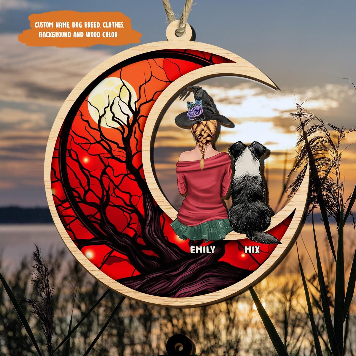 Dog Halloween Suncatcher  Dog Mom Ornament Window Hanging  Dog Remembrance Gift