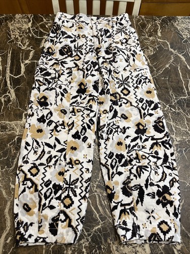 ANTHROPOLOGIE BARREL LEG CARGO CROP CORDUROY FLORAL PANTS SIZE 2